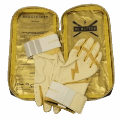 Bruce Bolt PREMIUM PRO Gold Series Batting Gloves: Long Cuff -Baseball Equipment Store LC GLD BAG2