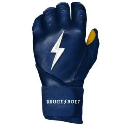 Bruce Bolt PREMIUM PRO Long Cuff Batting Gloves: Navy -Baseball Equipment Store LC NVYG LEFT