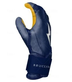 Bruce Bolt PREMIUM PRO Long Cuff Batting Gloves: Navy -Baseball Equipment Store LC NVYG SIDE