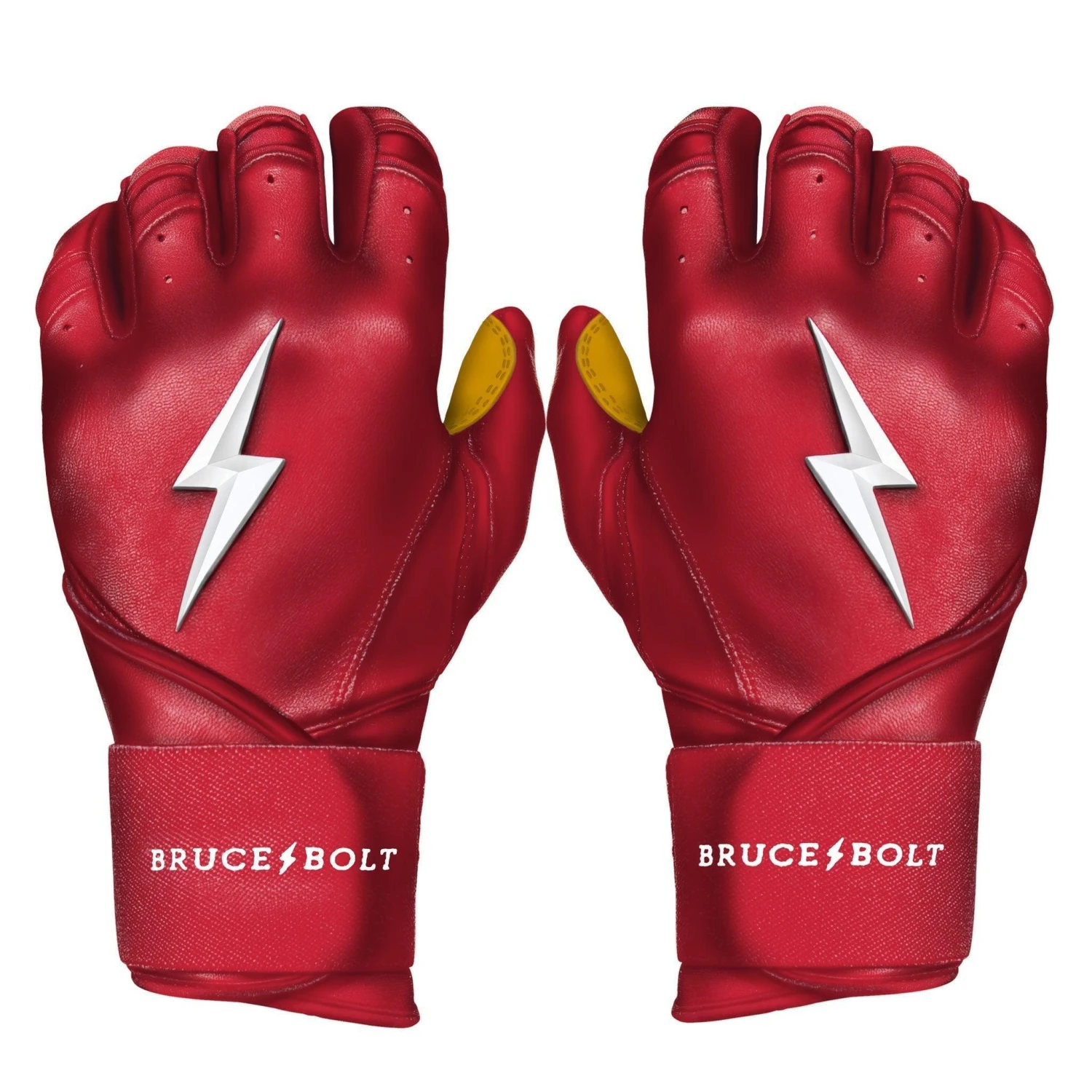 Bruce Bolt PREMIUM PRO Long Cuff Batting Gloves: Red 3 Bruce Bolt PREMIUM PRO Long Cuff Batting Gloves: Red
