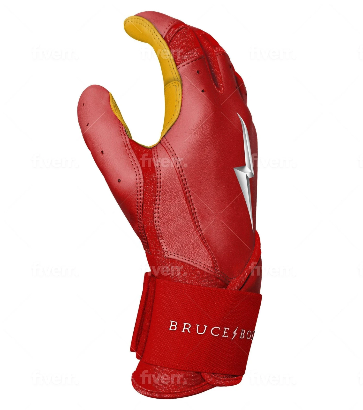 Bruce Bolt PREMIUM PRO Long Cuff Batting Gloves: Red 8 Bruce Bolt PREMIUM PRO Long Cuff Batting Gloves: Red - Image 6