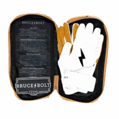 Bruce Bolt PREMIUM PRO Long Cuff Batting Gloves: White -Baseball Equipment Store LC WHTG BAG2