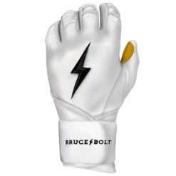 Bruce Bolt PREMIUM PRO Long Cuff Batting Gloves: White -Baseball Equipment Store LC WHTG LEFT