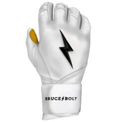 Bruce Bolt PREMIUM PRO Long Cuff Batting Gloves: White -Baseball Equipment Store LC WHTG RIGHT