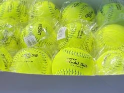 Worth 12" Super Gold Dot PRO M USSSA Slowpitch Softballs (Dozen): UM12CY -Baseball Equipment Store PhotoMar11 121104PM