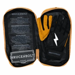 Bruce Bolt PREMIUM PRO Short Cuff Batting Gloves: Black -Baseball Equipment Store SC BLKG BAG2