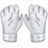 Bruce Bolt PREMIUM PRO Chrome Series Short Cuff Batting Gloves: White -Baseball Equipment Store SC CHRW HERO