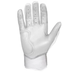 Bruce Bolt PREMIUM PRO Chrome Series Short Cuff Batting Gloves: White -Baseball Equipment Store SC CHRW PALM