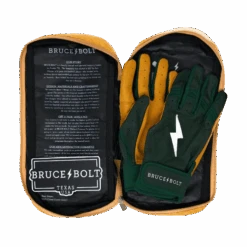Bruce Bolt PREMIUM PRO Short Cuff Batting Gloves: GREEN -Baseball Equipment Store SC GRNG BAG2