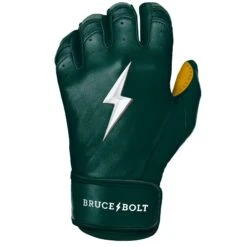 Bruce Bolt PREMIUM PRO Short Cuff Batting Gloves: GREEN -Baseball Equipment Store SC GRNG LEFT