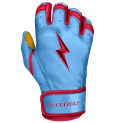 Bruce Bolt PREMIUM PRO BADER Series Short Cuff Batting Gloves: Baby Blue -Baseball Equipment Store SC HBB RIGHT