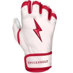 Bruce Bolt PREMIUM PRO BADER Series Short Cuff Batting Gloves: White -Baseball Equipment Store SC HBW RIGHT