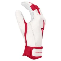Bruce Bolt PREMIUM PRO BADER Series Short Cuff Batting Gloves: White -Baseball Equipment Store SC HBW SIDE