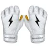 Bruce Bolt PREMIUM PRO Short Cuff Batting Gloves: White -Baseball Equipment Store SC WHTG HERO
