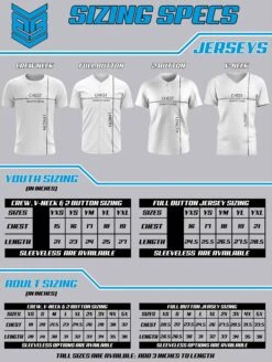 Headbanger Sports Exclusive " HB Sports Baseball" Short Sleeve Jersey -Baseball Equipment Store Sizing Chart