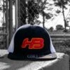 Headbanger Sports I8501 Cap America Flexfit Performance Trucker Mesh Back Hat: Black / White / Sunset -Baseball Equipment Store Sundset1