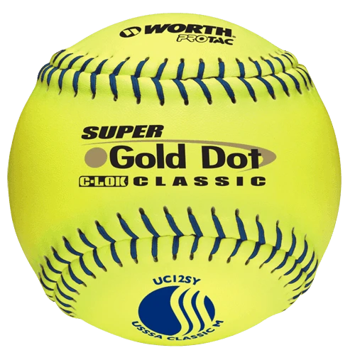 Worth 12" USSSA Super Gold Dot Classic M Softballs (Dozen): UC12SY 3 Worth 12" USSSA Super Gold Dot Classic M Softballs (Dozen): UC12SY