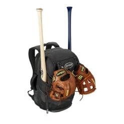 Wilson A2000 Players Backpack Bat Bag: WTA2000 -Baseball Equipment Store WTA20BPBL 8 Wilson A2000 Backpack Black Silver Front wBats Gloves.png.cq5dam.web .1200.1200
