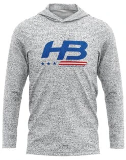 Headbanger Sports Exclusive Ultra Lightweight Long Sleeve Hoodies: Stars & Bars -Baseball Equipment Store WhiteHeather