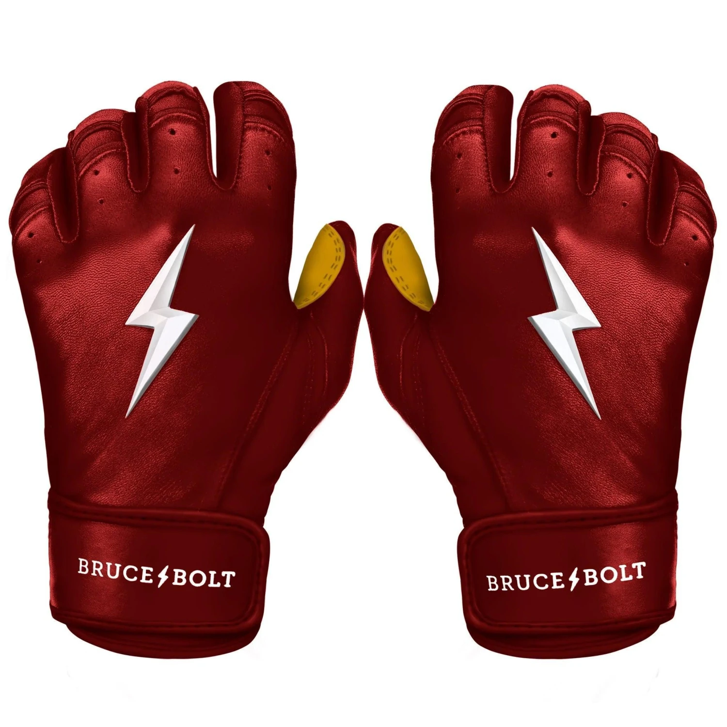 Bruce Bolt PREMIUM PRO Short Cuff Batting Gloves: Maroon 3 Bruce Bolt PREMIUM PRO Short Cuff Batting Gloves: Maroon