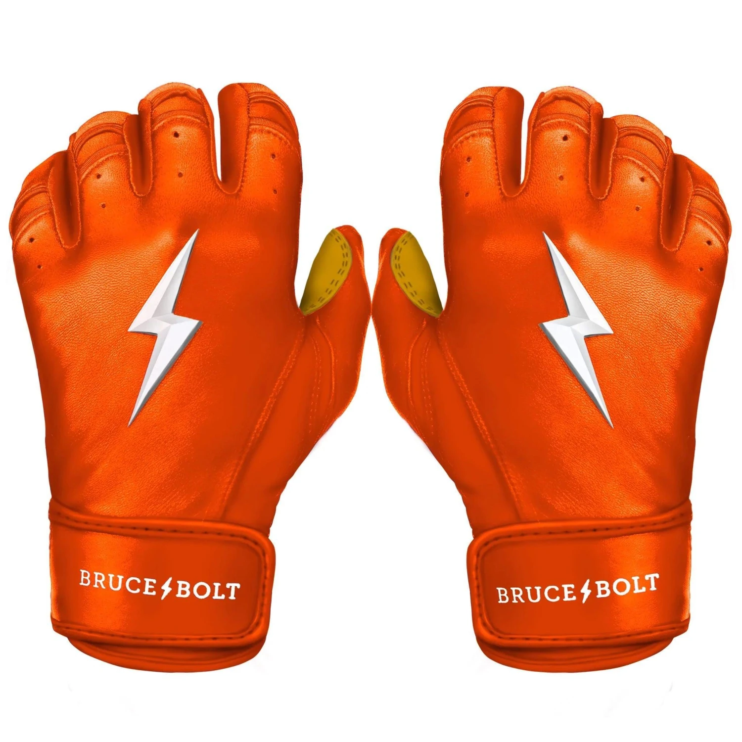 Bruce Bolt PREMIUM PRO Short Cuff Batting Gloves: Orange 3 Bruce Bolt PREMIUM PRO Short Cuff Batting Gloves: Orange