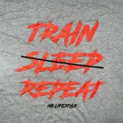 HB Lifestyle Active Wear Men's T-Shirt: Train Sleep Repeat -Baseball Equipment Store train1